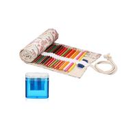 DLPRK Rolling Bag 48 Compartments Pen Roll Painting Set Canvas Colouring Pencil Case Including Sharpener for Artists Students School Drawing