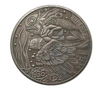 DLQLL 1936 Mermaid Brass Silver Plated Stray Coin Medal Magic Copper Silver Coin Collection - Default