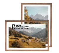 DLQuarts 13x19 Floating Picture Frame for 11x17/11x14 Photos, 2-Pack Solid Wood Double Plexiglass Wall Art Frames, Any Size Photo up to 13x19 Display, Carbonized Wood