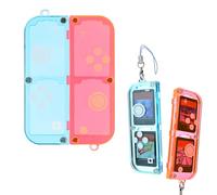 DLseego 4 Game Storage Magnetic Case Holder for Switch Lite/Switch/Switch OLED Games, Portable Switch Game Memory Card Storage, Hard Acrylic Detachable Card Cases Box - Red Blue