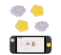 DLseego 4PCS Thumb Grips Designed for Nintendo Switch 2 2025,Soft Silicone Handle Analog Controller Protective Anti-Slip Cover Button Joy-C Joystick Caps Covers,Five-Pointed Star,Shell- Pink Yellow
