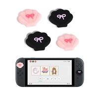 DLseego 4PCS Thumb Grips Designed for Nintendo Switch 2 2025,Soft Silicone Handle Analog Controller Protective Anti-Slip Cover Button Joy-C Joystick Caps Covers,Five-Pointed Star,Shell- Pink Black