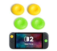 DLseego 4PCS Thumb Grips Designed for Nintendo Switch 2 (2025), Soft Silicone Joycon Analog Controller Protective Anti-Slip Cover Button Joy Con Joystick Caps Covers, Circle Deaign - Yellow Green