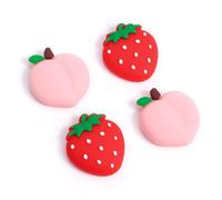 DLseego 4PCS Thumb Grips Designed for Nintendo Switch 2 2025, Soft Silicone Joycon Analog Controller Protective Anti-Slip Cover Button Joycon Joystick Caps Covers,Strawberry, Peach - Red Pink