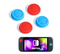 DLseego 4PCS Thumb Grips Designed for Nintendo Switch 2 (2025), Soft Silicone Joycon Analog Controller Protective Anti-Slip Cover Button Joycon Joystick Caps Covers, Rotundity - Red Blue