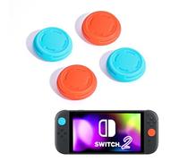DLseego 4PCS Thumb Grips Designed for Nintendo Switch 2 (2025), Soft Silicone Joycon Analog Controller Protective Anti-Slip Cover Button Joycon Joystick Caps Covers, Rotundity - Orange Blue