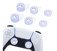 DLseego 6PCS Thumb Grips Caps for Xbox One X S PS5 PS4 PlayStation DualSense Switch Pro Wireless Controller Steam Deck, Soft Silicone Fluorescence Glow Luminous Button Joystick Cover Cat Paw, Purple
