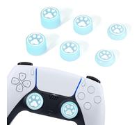 DLseego 6PCS Thumb Grips Caps for Xbox One X S PS5 PS4 PlayStation DualSense Switch Pro Wireless Controller Steam Deck,Soft Silicone Fluorescence Glow Luminous Button Cap Joystick Cover Cat Paw, Blue