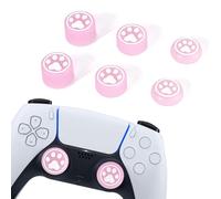 DLseego 6PCS Thumb Grips Caps for Xbox One X S PS5 PS4 PlayStation DualSense Switch Pro Wireless Controller Steam Deck,Soft Silicone Fluorescence Glow Luminous Button Cap Joystick Cover Cat Paw, Pink
