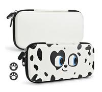 DLseego Carrying Case Compatible with Switch/Switch OLED,Adorable Cat Sturdy Portable Travel Carry Case Shell Pouch,Switch Carry Storage Case with 2PCS Thumb Grip Caps,Black White