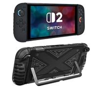 DLseego Case Compatible with Switch 2,Dockable Split Design Sturdy Cool Protective Cover with 2PCS Soft Handle Grip Shell,Black