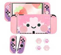 DLseego Case Compatible with Switch OLED,Slim Dockable Protective Case Soft Shell with Joy-c-o-n Cover and Thumb Grip Caps,Shockproof Protective Shell for Switch OLED,Cute Girl