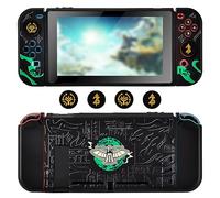 DLseego Case Compatible with Switch,Soft Protective Case with Joy con Cover and Thumb Grip Caps,Cool Dockable Switch Shell Case Shock Absorption Protective Cover-Green Paraglider