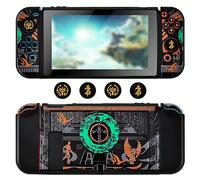 DLseego Case Compatible with Switch,Soft Protective Case with Joy con Cover and Thumb Grip Caps,Cool Dockable Switch Shell Case Shock Absorption Protective Cover-Green Sword