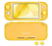 DLseego Case for Switch Lite, Anti Scratch Frosted Translucent White Protective Shell Cover PC Shockproof Protector Case with 2 PCS Thumb Grip Caps,Yellow