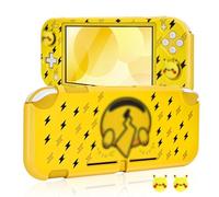 DLseego Case for Switch Lite,Lovely Lightning Alien Print Hard Protective Case PC Game Grip Cover with 2PCS Switch Thumb Grip Caps,Black