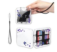 DLseego Game Card Case Compatible with Switch/Switch OLED,Switch Flower Print Storage Case,Clear Game Card Holder Shell with 12 Game Slots Holder and 2 SD Card Slots,Lace Butterfly