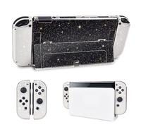 DLseego Glitter Protective Case for Nintendo Switch OLED Model 2021, Gold - Hard Shell, Compatible with Switch OLED, Full Protection, Dockable Cover with Flip Stand