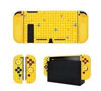 DLseego Grip Case Controller for Switch Console 2017, Floral Flowers Anti-Slip Shock-Absorption Protective Soft Case with 2 PCS Comfortable Thumb Grips Caps for Joycon Controllers - Yellow