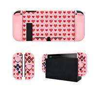 DLseego Grip Case Controller for Switch Console 2017, Love Anti-Slip Shock-Absorption Protective Soft Case with 2 PCS Comfortable Thumb Grips Caps for Joycon Controllers - Pink Red