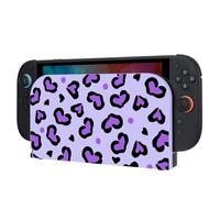 DLseego Hard Protective Cover Compatible with Switch 2 Dock Station,Heart Leopard PC Silicone Shell Case,Anti-Scratch and Dustproof Faceplate Protector Skin for NS2 Dock Station,Purple