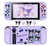 DLseego Little Devil Rabbit Switch Protective Case Soft TPU Shell Shockproof Scratch Resistant Cover Joy Con Skin with 4PCS Lovely Bunny & Cat Paw Thumb Grips Caps for Switch 2017-4 Photos Purple