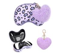 DLseego Love Leopard Travel Storage Bag Carrying Case for Xbox One PlayStation5 PS4 Switch Pro Wireless Controller, Portable Protective Bag Shockproof Hard Shell Box,1PCS Plush Heart Pendant - Purple