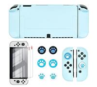 DLseego Protective Case for Nintendo Switch OLED Model, Hard PC Shell Cover with 2 Screen Protector and 6 Thumb Caps for Switch OLED Console 2021, Blue