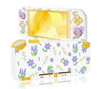 DLseego Protective Case for Switch Lite,Flower Printing Hard PC Full Protection Shell Cover Anti Scratch Skin with 2PCS Thumb Grip Caps,White