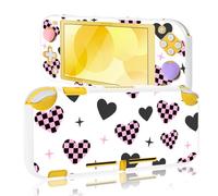DLseego Protective Case for Switch Lite, Hard PC Protective Cover Case, Lattice Hearts Protector,Anti-Scratch Protector for Switch Lite with 2 Thumb Grip Caps -White
