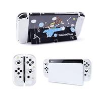 DLseego Protective Case for Switch OLED,Dockable Hard Back Clear Protective Shell with Soft Joycon Cover and Thumb Grip Caps,Anti-Scratch and Shockproof Design Switch OLED Case Cover-Flying Prince