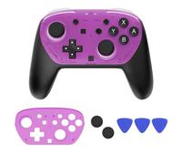 DLseego Protective Cover Case Compatible with Switch 2 Pro Controller,Slim DIY Replacement Faceplate Cover,Anti-slip Hard Shell Skin with 2PCS Thumb Grip Cap for NS2 Pro Controller,Clear Purple