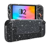 DLseego Protective Glitter Case Compatible for Nintendo Switch 2 Console(2025) - Soft Backplate with Bling Soft TPU Joycon Cover with Shock-Absorption and Anti-Scratch Design - Crystal