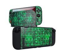 DLseego Protective Hard Case for Nintendo Switch 2 (2025), Anti-Slip Shock-Absorption Protective Hard Case Game Handle Controller, 1 Hard Console Base Replacement Shell, 4 Thumb Grips, Grid - Green