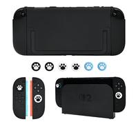 DLseego Protective Hard Case for Nintendo Switch 2 (2025), Slim PC Grip Cover for Joy Con, Detachable JoyCon Controller Protectors-Shockproof & Scratch-Resistant Console Shell, 6 Thumb Grips - Black