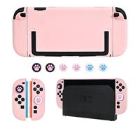 DLseego Protective Hard Case for Nintendo Switch 2 (2025), Slim PC Grip Cover for Joy Con, Detachable JoyCon Controller Protectors-Shockproof & Scratch-Resistant Console Shell, 6 Thumb Grips - Pink