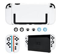 DLseego Protective Hard Case for Nintendo Switch 2 (2025), Slim PC Grip Cover for Joy Con, Detachable JoyCon Controller Protectors-Shockproof & Scratch-Resistant Console Shell, 6 Thumb Grips - White