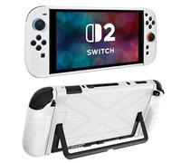 DLseego Protective Hard Case for Nintendo Switch 2 (2025), Slim TPU Grip Cover for Joy Con, Detachable JoyCon Controller Protectors-Shockproof & Scratch-Resistant X Pattern Console Shell - White
