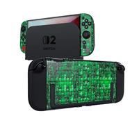 DLseego Protective Hard Case for Nintendo Switch 2 (2025), Soft Grip Cover for Handle, Detachable Joy-C Controller Shockproof & Scratch-Resistant Console Shell, 4 Thumb Grips, Grid - Green