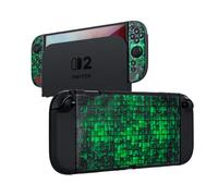 DLseego Protective Soft Case for Nintendo Switch 2 2025, Soft Grip Cover for Handle, Detachable Controller Joy-C Shockproof & Scratch-Resistant Console Shell, 4 Thumb Grips, Grid - Green