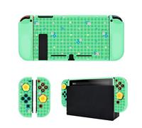 DLseego Protector Case for Switch,Anti Scratch Shockproof Protective Soft Cover Skin with Silicone Handle Shell with 2PCS Thumb Grip Caps,Green