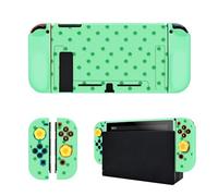 DLseego Soft Case for Switch,Four-leaf Clover Print Protective Silicone Cover Anti Scratch with Handle Cover and 2PCS Thumb Grip Caps,Green