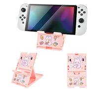 DLseego Stand for Switch 2/OLED/Lite Console,Non Slip Adjustable Pink Theme Playstand Foldable Compact Holder Stand,Cute Rabbit