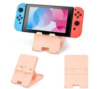 DLseego Stand for Switch OLED/Switch Lite/Switch,Adjustable Anti-slip Switch Playstand Foldable Portable Holder Stand for Switch Console,Pink