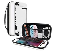 DLseego Storage Carrying Case for Nintendo Switch 2 (2025) Accessories Set, 1 Protective Case, 10 Game Card Slots Cute Protective, 4 Thumb Grips Caps, All-round Protection, Slim&Portable - White