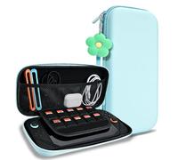 DLseego Storage Carrying Case for Nintendo Switch 2 (2025) Accessories Set, 10 Game Card Slots Cute Protective, 1PC Flower Blossom Chain, Travel-Carry, All-round Protection, Slim & Portable - Blue