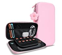 DLseego Storage Carrying Case for Nintendo Switch 2 (2025) Accessories Set, 10 Game Card Slots Cute Protective, 1PC Flower Blossom Chain, Travel-Carry, All-round Protection, Slim & Portable - Pink