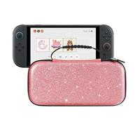 DLseego Storage Carrying Case for Nintendo Switch 2 Accessories Set, 10 Game Card Slots Cute Protective, Slim & Portable, Sparkle, Glitter - Pink