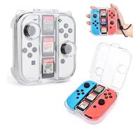 DLseego Storage Case for Switch JoyCon,Transparent Switch OLED Sturdy Case Holder Waterproof and Dust Proof JoyCon Storage Shell with 3 Game Card Slot and 1PCS Lanyard-Crystal Clear