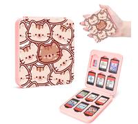 DLseego Switch Game Card Case for Switch OLED/Lite/,Adorable Animal Storage Game Holder Case with 12 Card and 12 Micro SD Slots,Pink Cats